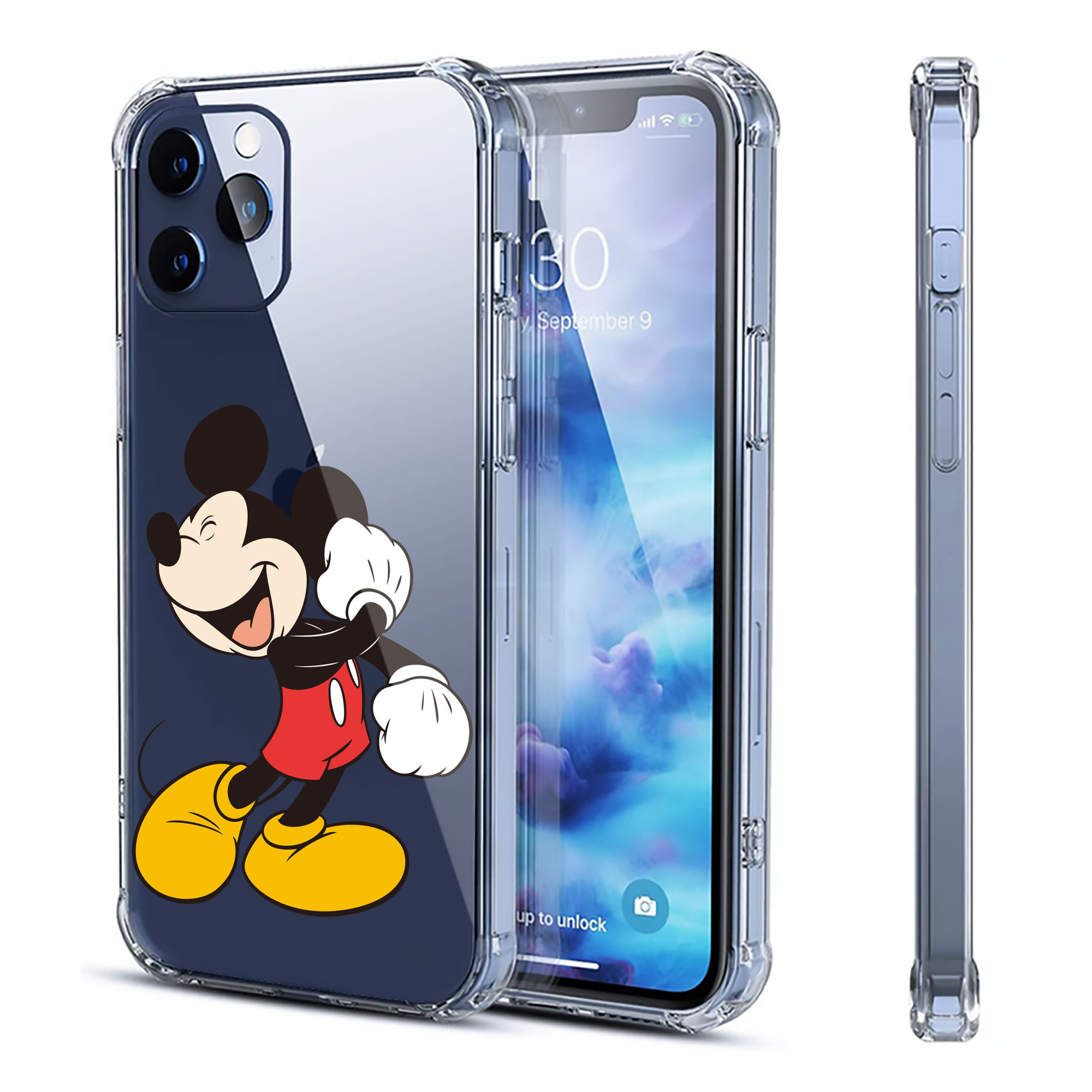 （画像用） ミッキーマウス Mickey Mouse 【iPhone 12シリーズ対応】透明スマホケース（クリアソフトケース）